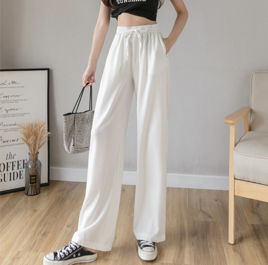 Cloud pants Women's long, wide-leg, high-waisted, loose, large-sized straight-leg pants casual and versatile floor-length women's pants details Picture