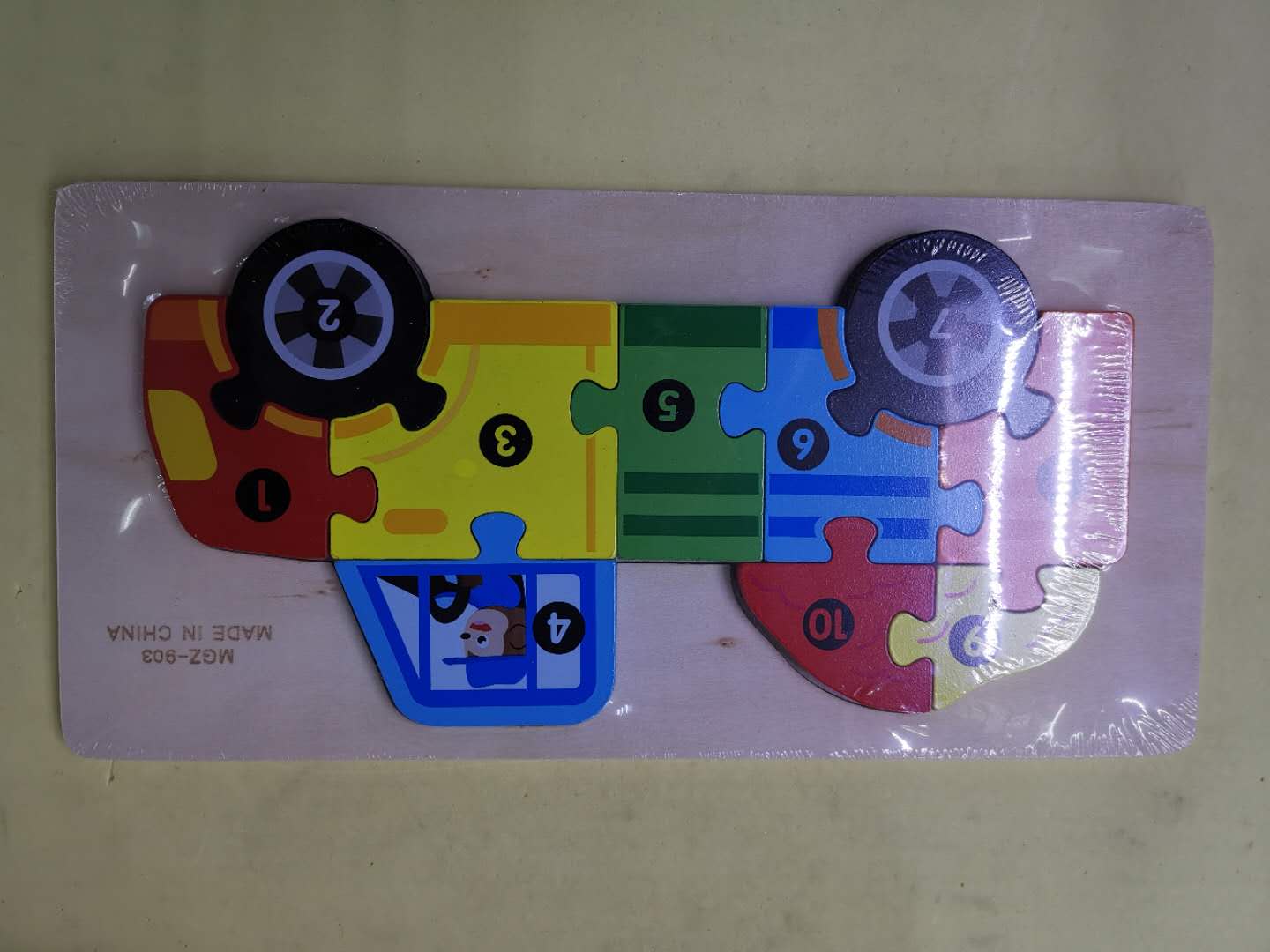 Puzzle Numbers Giraffe wooden jigsaw puzzle pieces children's wooden toy car thumbnail