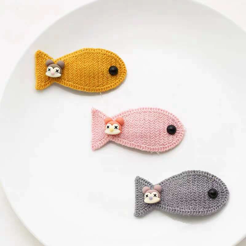 最新风韩版毛线针织水果发夹 少女宝宝编织小鱼刘海边夹BB夹细节图