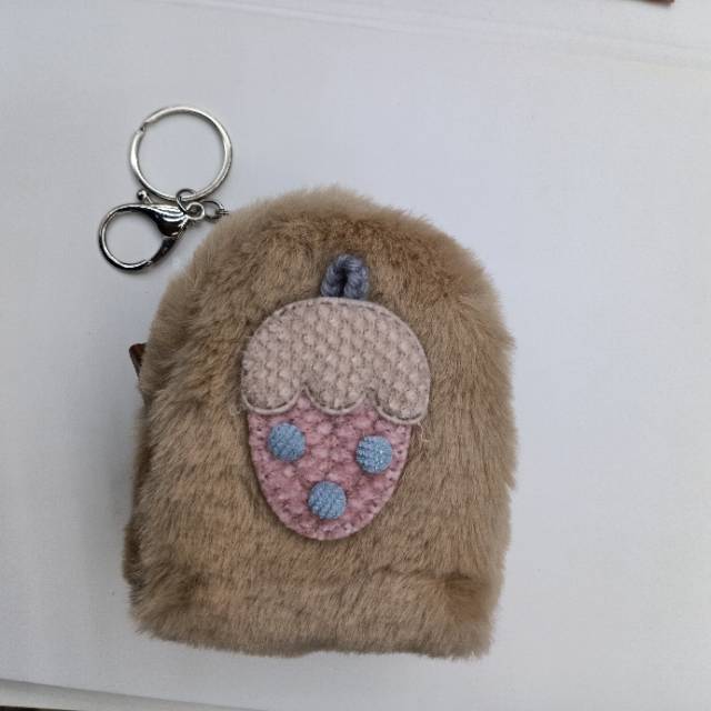 毛绒pu小零钱包钥匙包