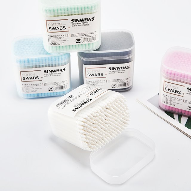 200支磨砂方盒纸棒化妆 清洁棉花棒鑫汇盒装棉签环保时尚一次性专用卫生棉签产品图