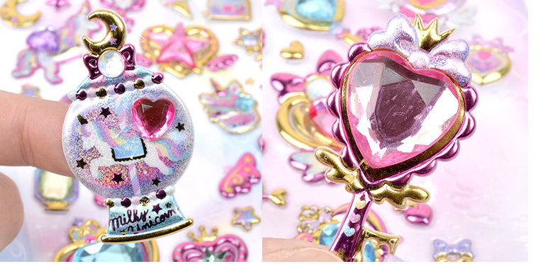 儿童玩具可爱立体3D爱心宝石钻石泡泡贴画闪亮烫金少女心产品图
