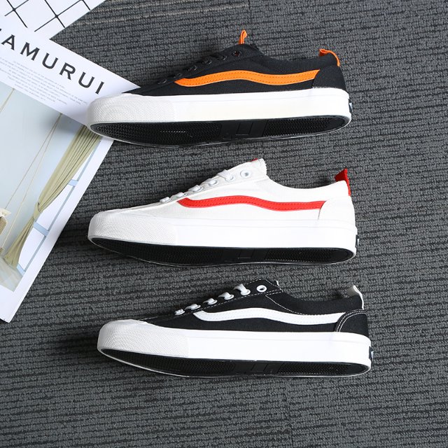 浅包头线头拼色布板鞋帆布鞋硫化鞋潮男单鞋男士套脚懒人鞋格布一脚蹬绅士范甲板鞋帆布鞋详情图3