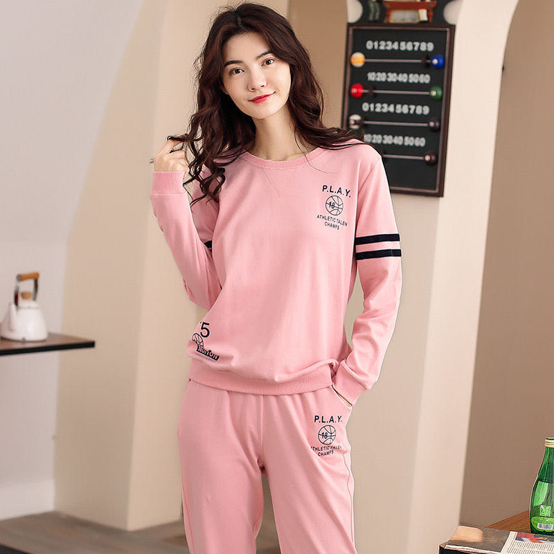 Pajamas Women Spring Pure Cotton New 2020 Long Sleeve Sports Leisure Loose Home Wear Set Autumn And Winter Cotton