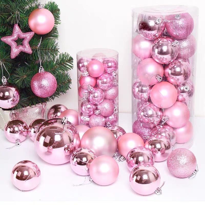 圣诞节装饰品圣诞树挂件24个桶装套装圣诞彩球亮光球电镀球装饰球007详情图2