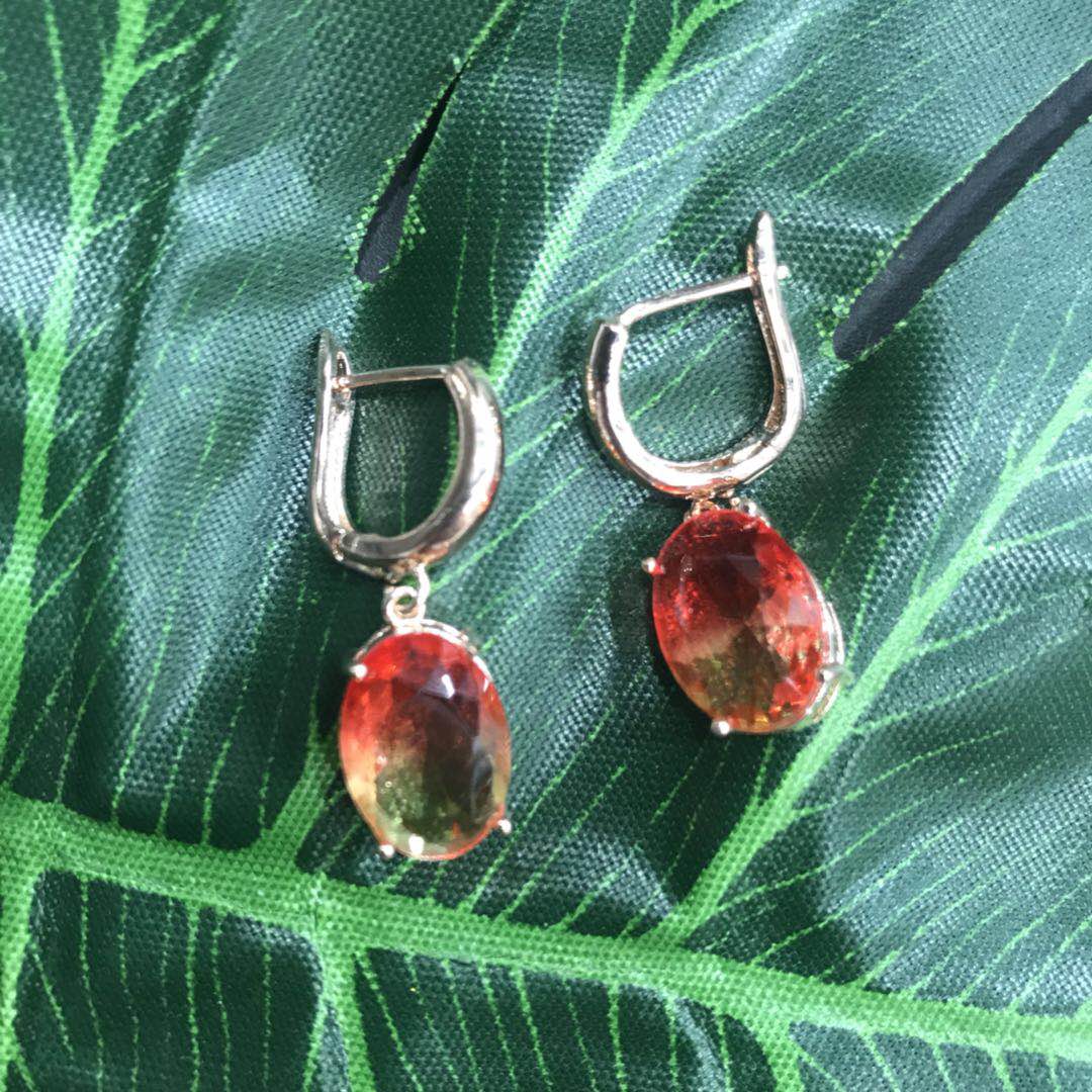 American wind red zircon earrings female personality web celebrity temperament long crystal flash earrings thumbnail
