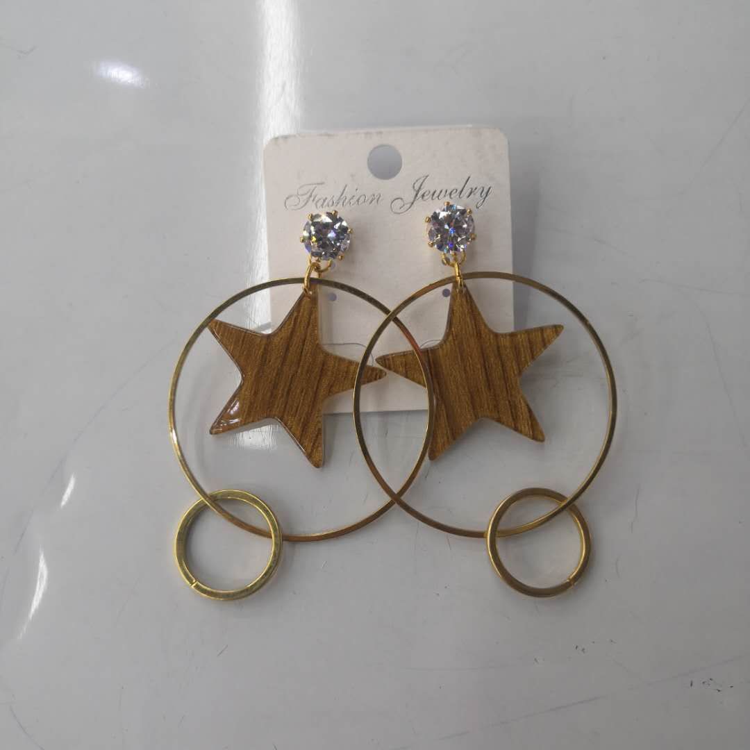 带钻五角星耳环圆形时尚潮流个性流行饰品062