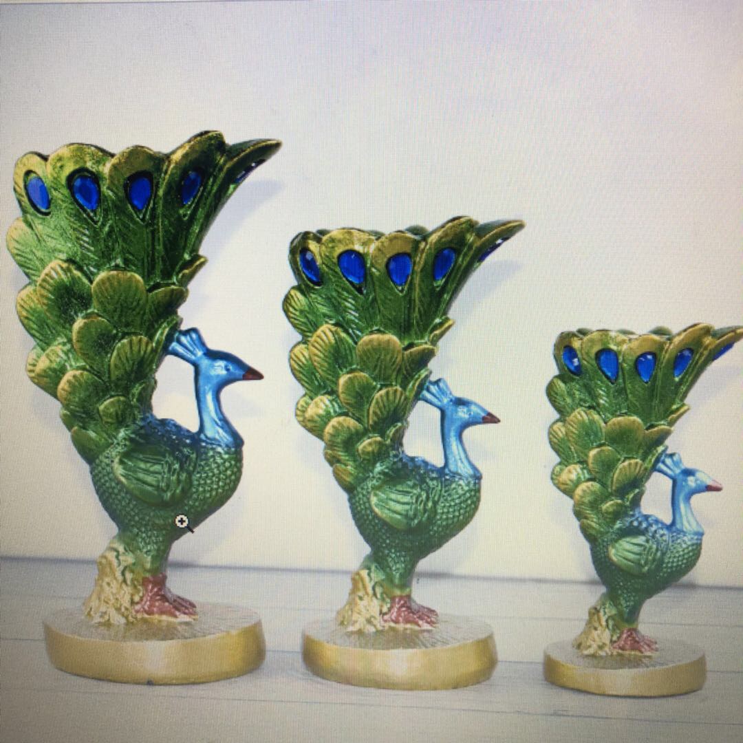 2020新款创意欧式仿真孔雀烛台树脂工艺品室内软装家居装饰摆件