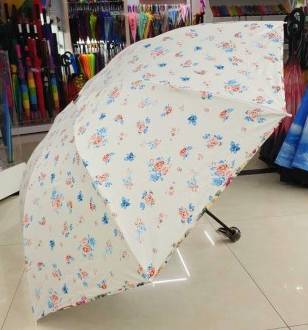 A century of sharing the same boat, floral fringed umbrellas, fashionable street style, sun umbrellas, sunshades, umbrellas, and parasols details Picture