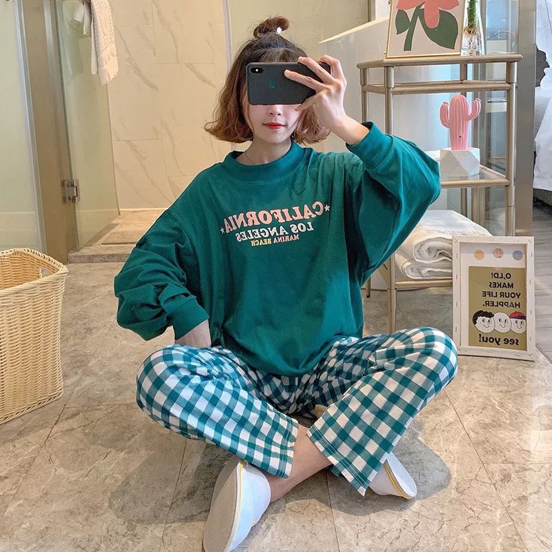 睡衣女纯棉短款夏季宽松休闲大码套装学生韩版可爱卡通家居服套装