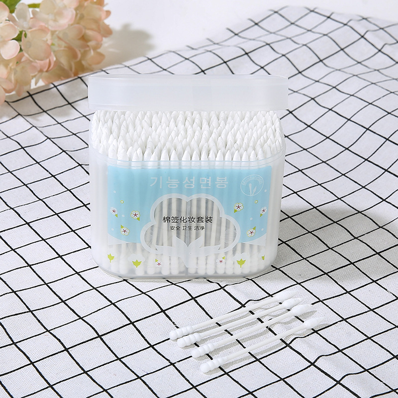 精品店货源300支磨砂盒高级纸棒化妆用多头型黑白彩色纸棒棉签细节图