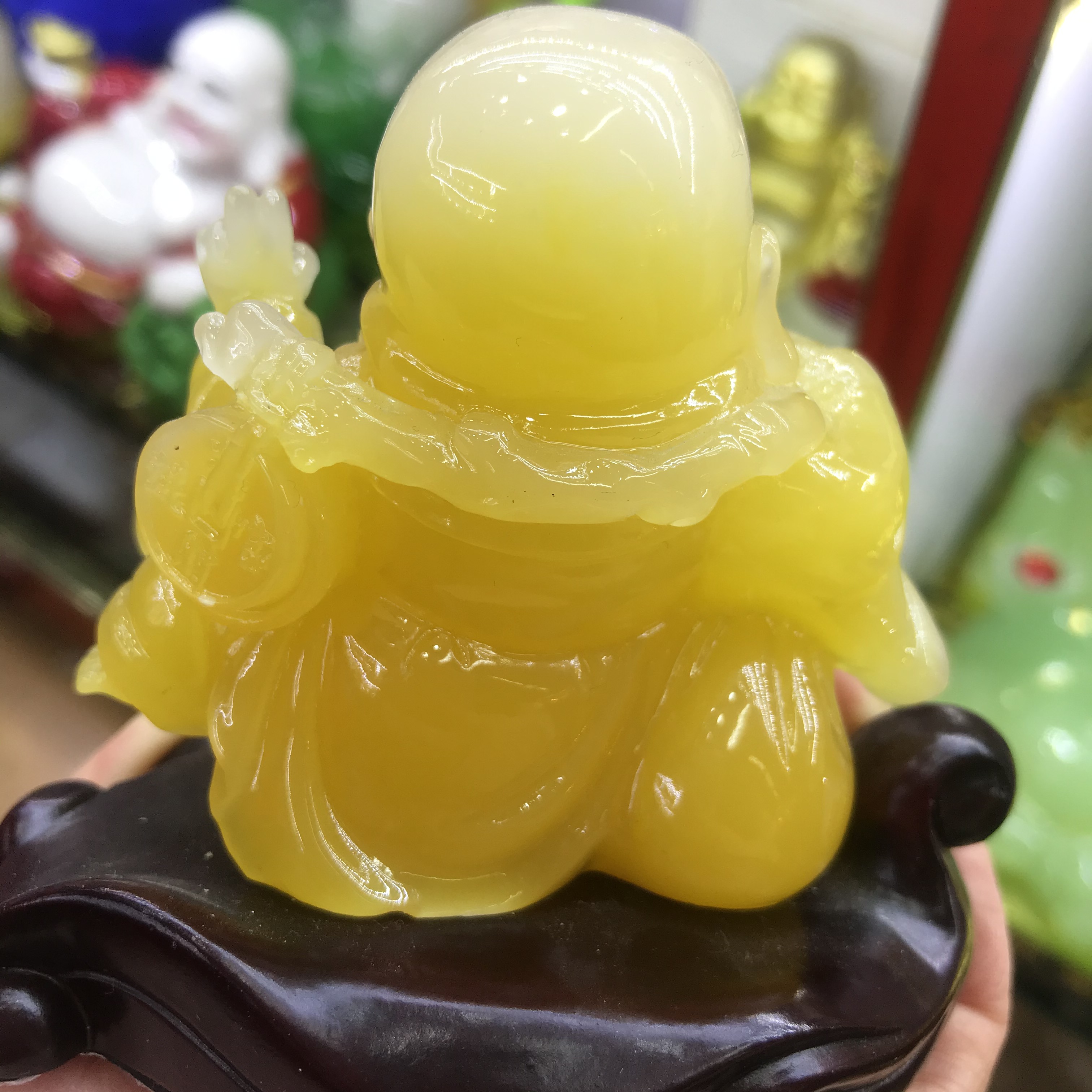 Five Blessings Maitreya Buddha car ornaments, imitation jade and amber, safe car interior accessories, high-end car seats Specification image