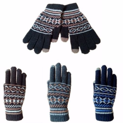 男女手套秋冬季保暖成人服饰毛线针织手套五指提花魔术手套_细节图