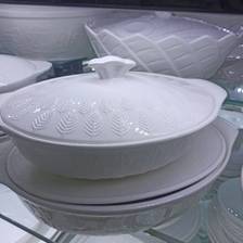 酒店纯白骨瓷大汤碗汤锅微波炉适用7—11英寸带盖陶瓷汤锅