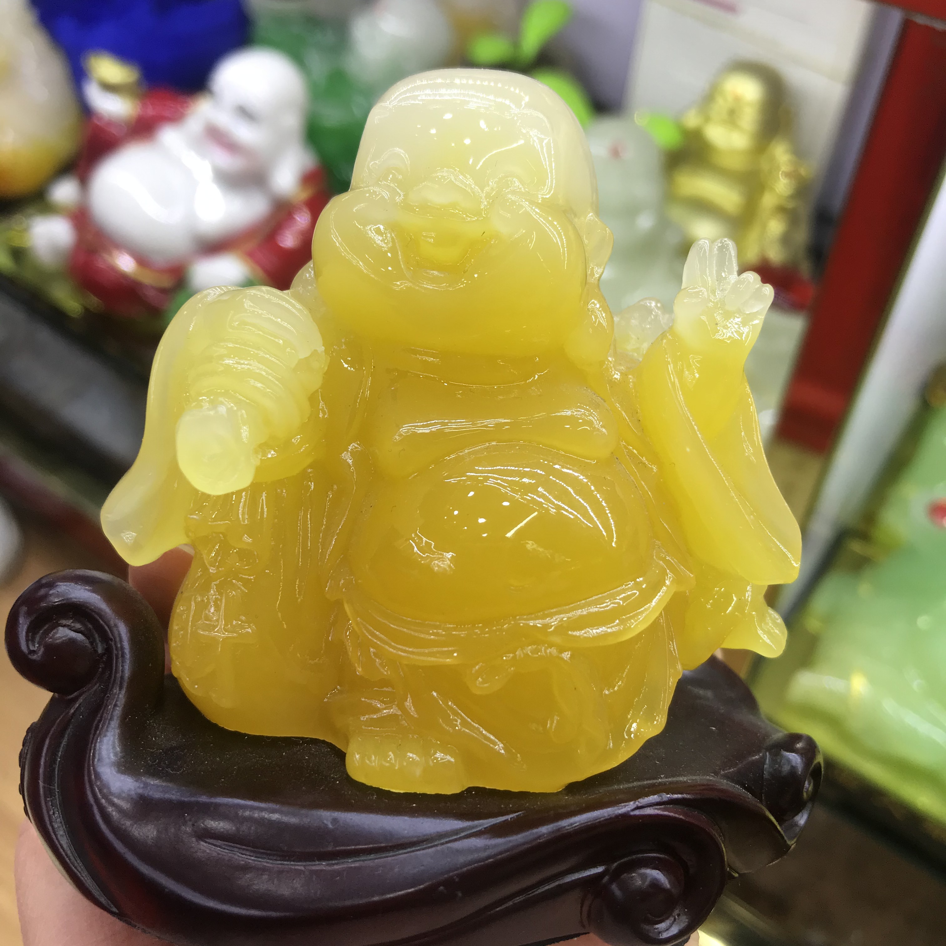 五福弥勒佛汽车摆件 仿玉仿蜜蜡平安车载车内饰用品 高档车座