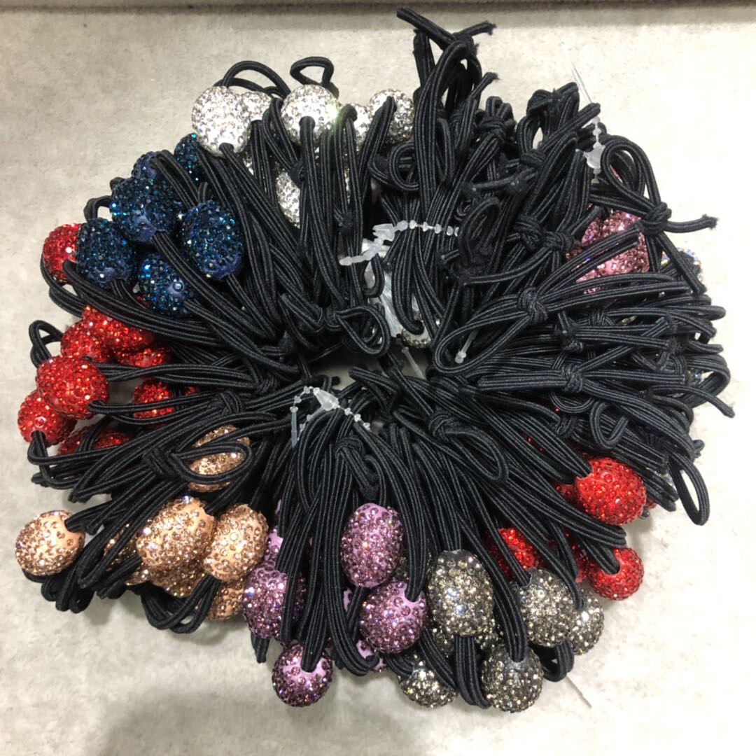Thin Rope Small Diamond Knot Two Diamond Korean Fashion Women's Head Rope Female Rubber Band Hair Temperament Headwear High Elastic Adult Autumn And Winter Hair Rope Hair Accessories Casual Rubber Band Solid Color Small Rabbit Hair Band Chenhui Jewelry 021 details Picture