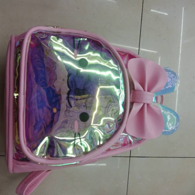 Transparent Backpack Female Schoolbag Tide Brand Female Europe And The United States Street Ins Super Fire Laser Small Schoolbag Badge Jelly Bag