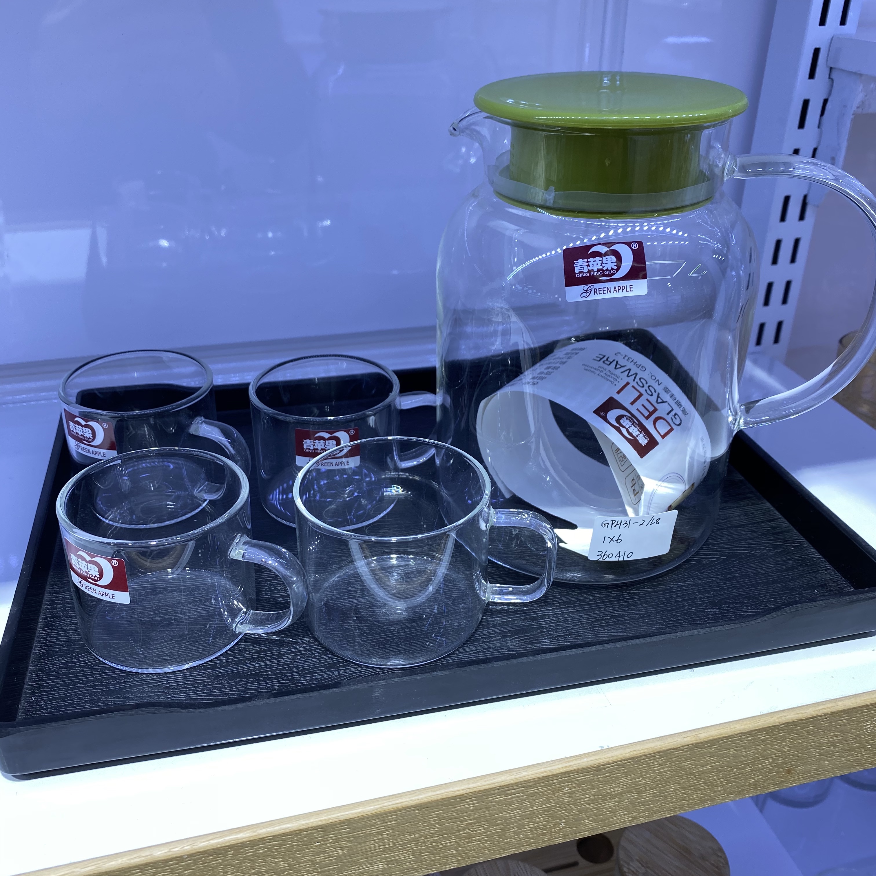 【 In-stock Sales 】 6 glass water bottles * 270ml glass cups, 1.4-liter cold water bottle, juice bottle set