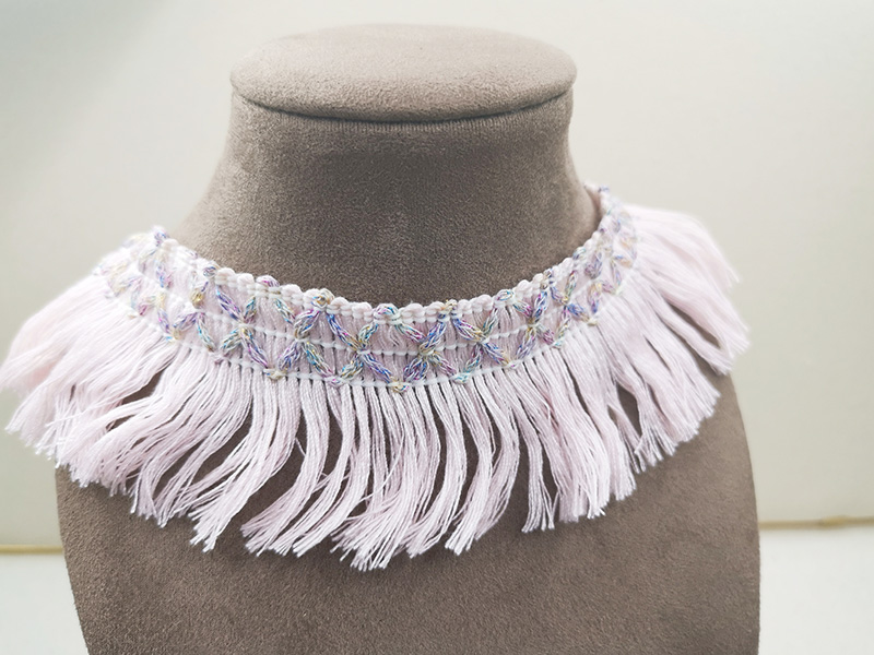 Handmade diy ethnic-style skirt and dress with pink navy blue tassels and beards details Picture