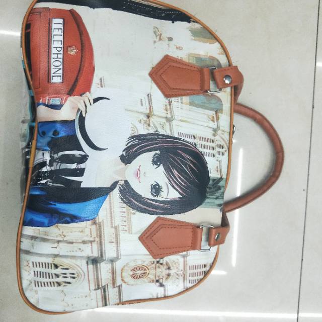 Factory Direct Fashion Canvas Casual Simple Lady Cartoon Head Handbag!