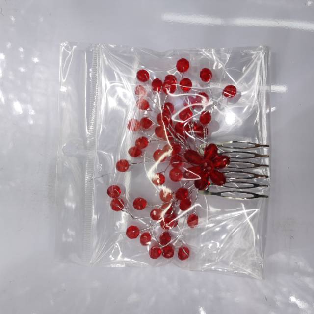 厂家热销新品韩版婚庆新娘头饰魅惑红色水晶发梳子女头饰头饰