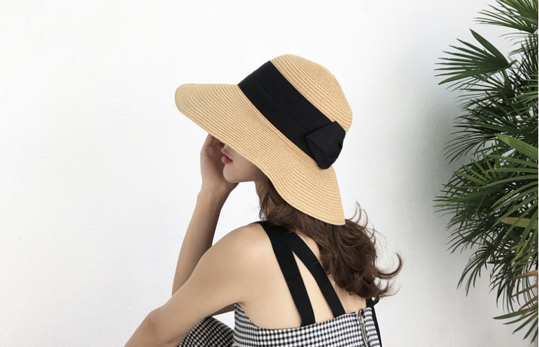百搭可折叠草帽女夏季出游防晒遮阳帽韩版度假凉帽海边沙滩帽