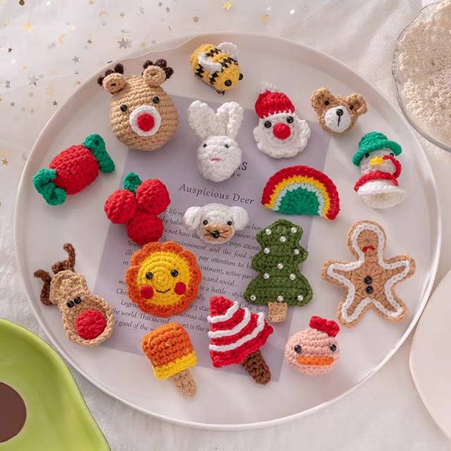 毛线手钩花DYI手工装饰辅料娃娃帽子小红帽