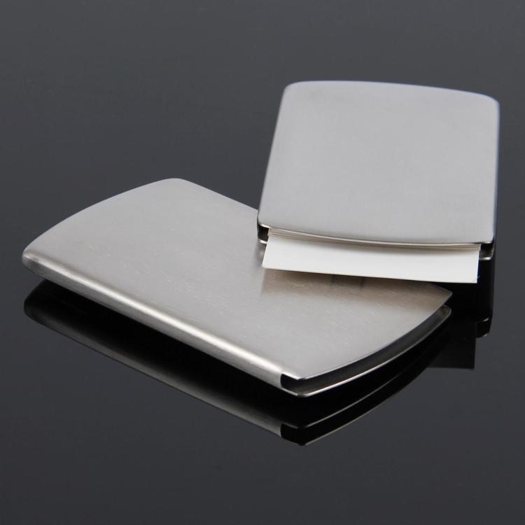 Manufacturer Direct Sales Smooth Stainless Steel Hand Brushed Hand Push Card Holder Metal Card Case Laser Logo details Picture