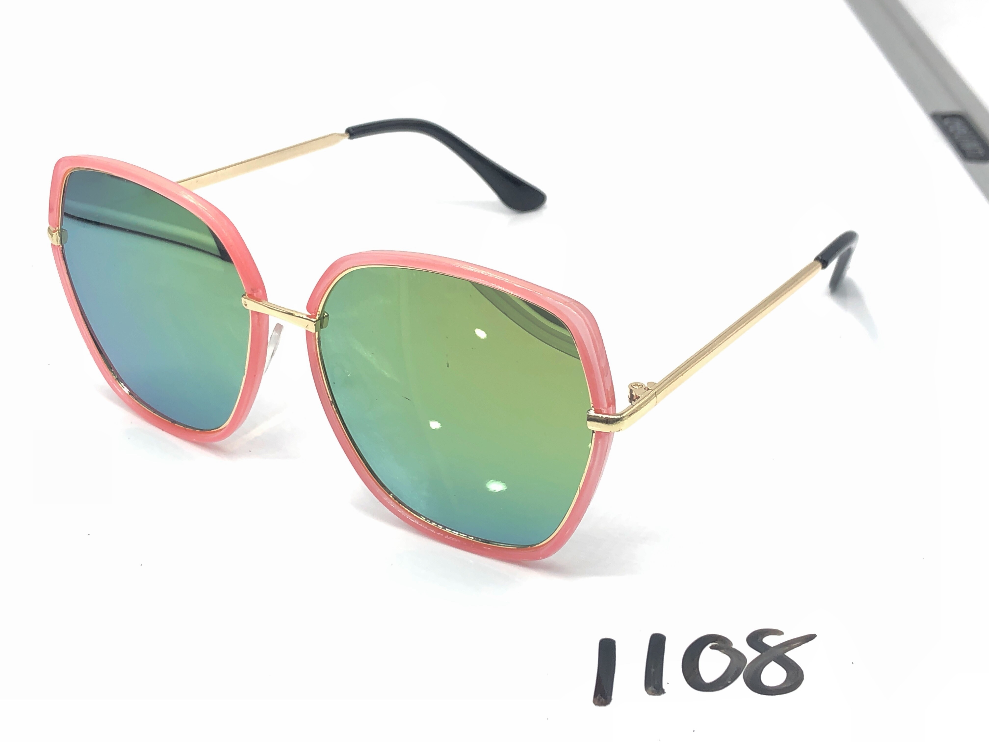 New fashionable large-frame sunglasses, polygonal sunglasses, polarizing glasses, Korean version, trendy and trendy, high-end metal women's style 1108 Specification image