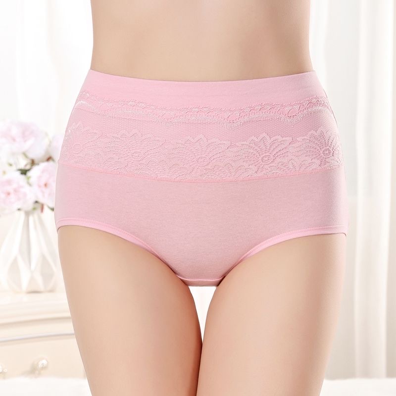 High-Waisted Panties Women's Cotton Plus Size Women's Panties Women's Sense Printed Lace Belly Pinker Triangle