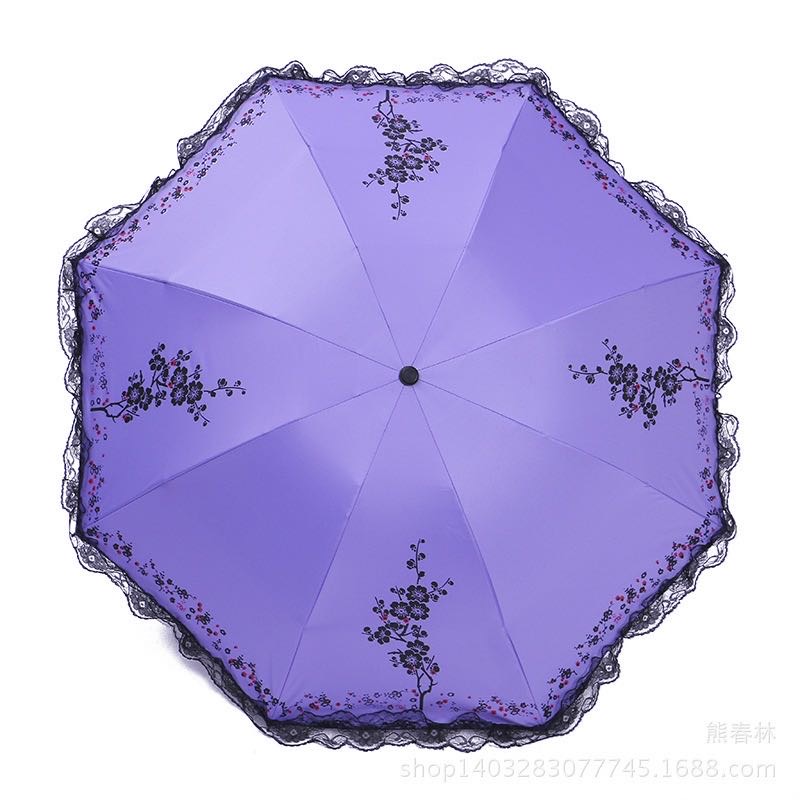 Folding sun umbrellas, printed lace ladies' black rubber umbrellas, UV-resistant sunshades, logo printable advertising umbrellas, wholesale Specification image
