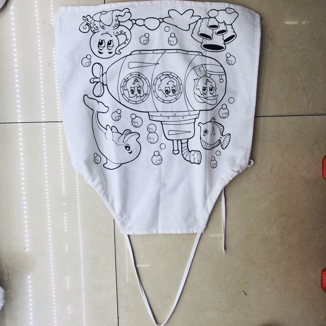 儿童涂鸦围裙彩绘围裙绿色环保涂鸦围裙