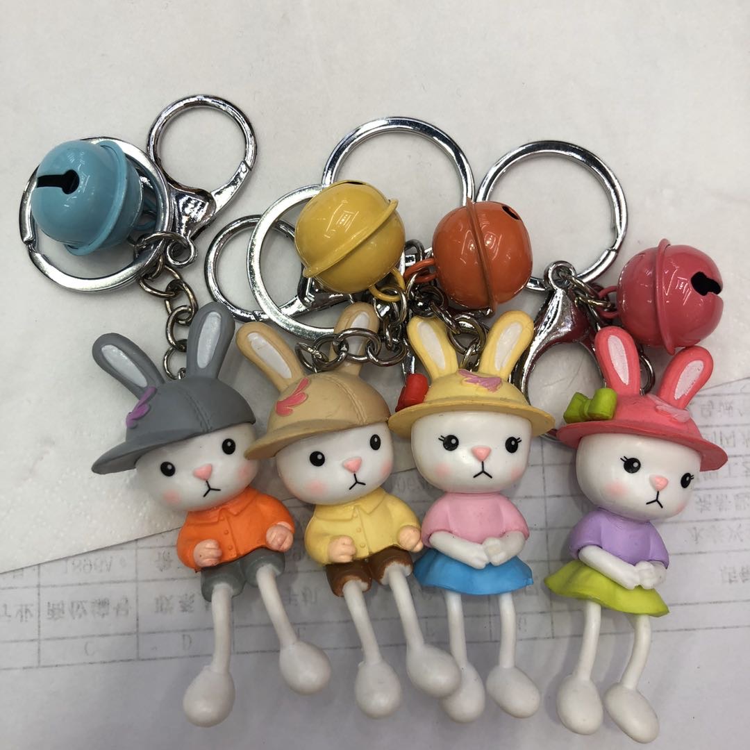 厂家直销pvc多色爱心兔钥匙扣挂件