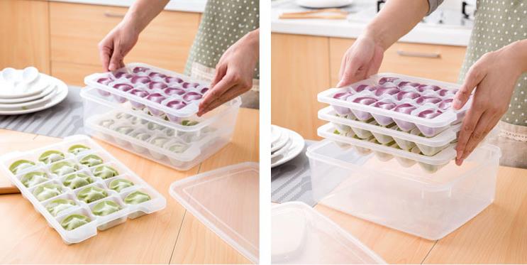 不粘底冷冻混沌饺子盒冰箱保鲜收纳盒产品图