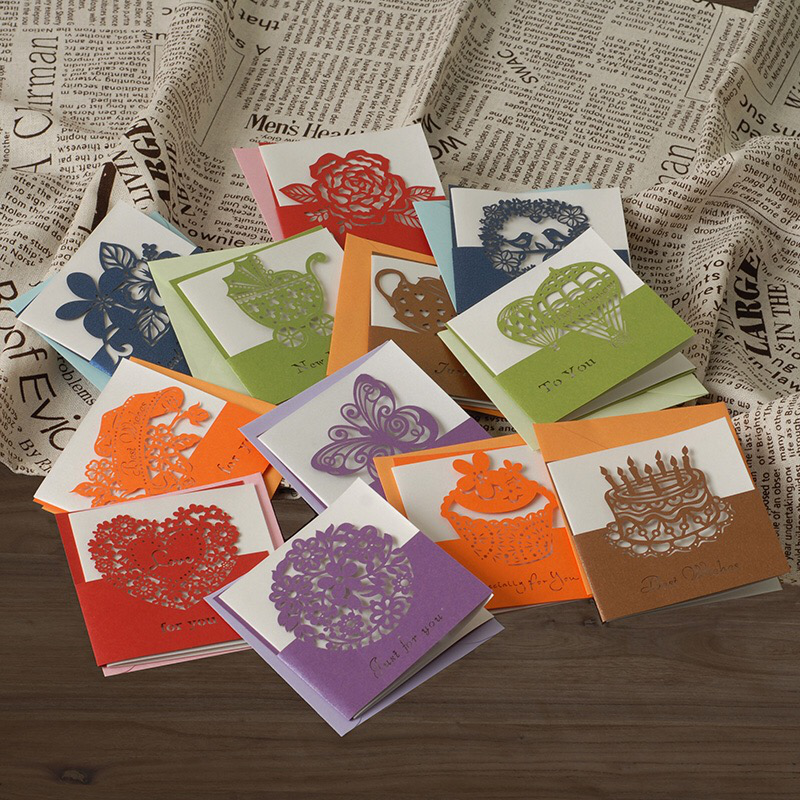 镂空贺卡花店祝福贺卡蛋糕店生日祝福贺卡图