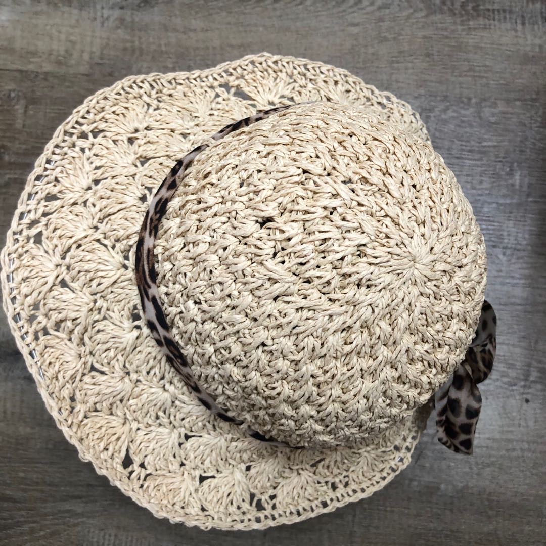 Hat Female Summer Hand-Woven Cloth Striped Hat Sunshade Hat Sunblock Hat Student Outing details Picture