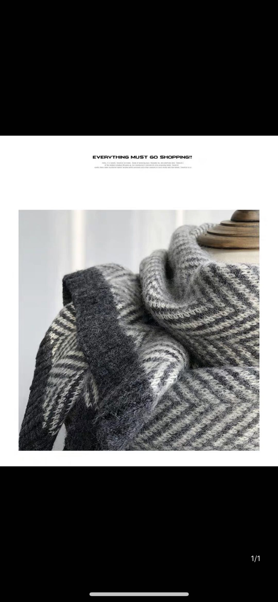 Women's Korean Version With Classic Black Long Thick Herringbone Knitted Wool Scarf Bib Specification drawing