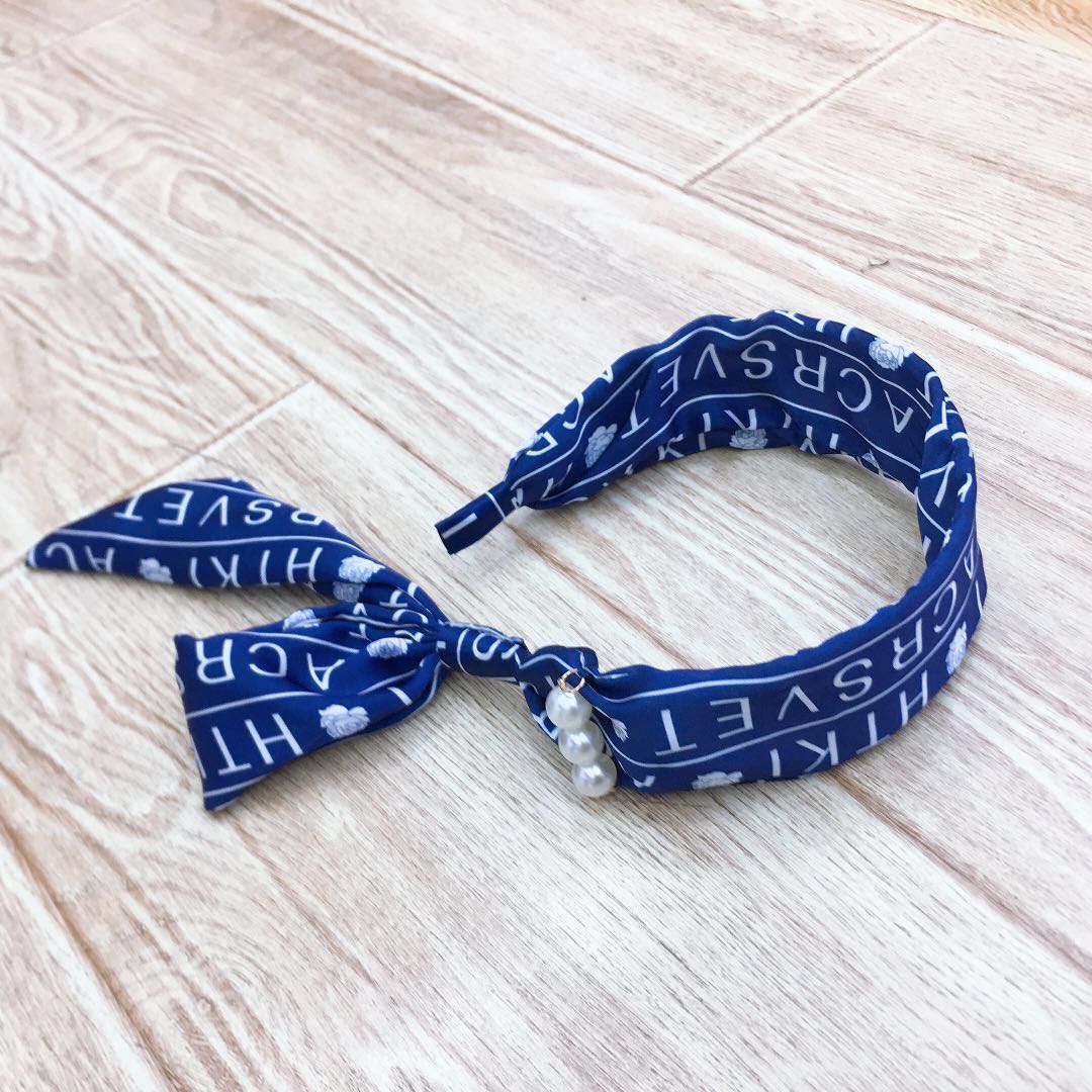 Original handcrafted chiffon vacation letter pearl headband Korean version series, exquisite piggy girl's must-have versatile accessory Specification image