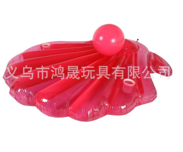 Hot selling transparent red PVC beach ball floating bed inflatable pearl shell floating set thumbnail