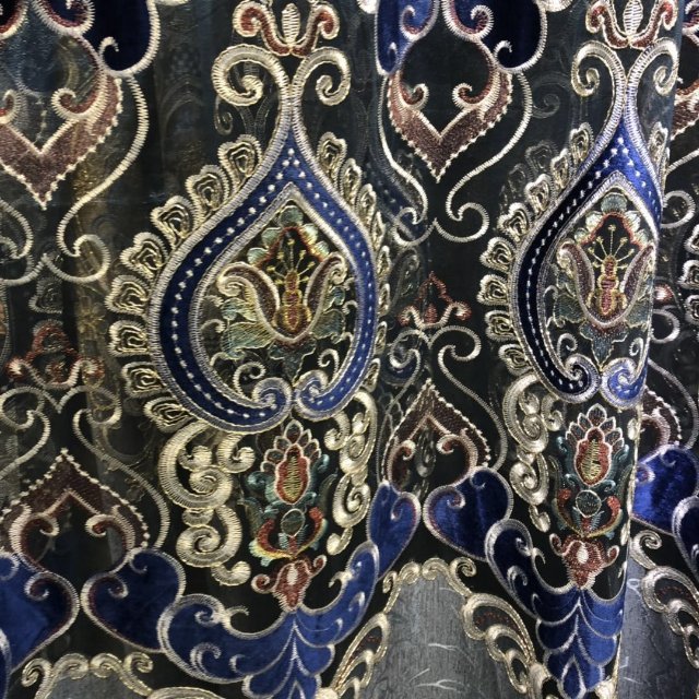Curtain Fabric Finished Embroidery Simple Wind Living Room Custom Heat Insulation Shade Rental Bedroom Noble And Elegant details Picture
