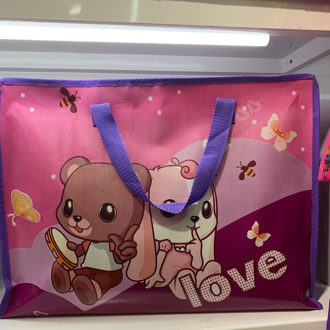 淡紫色小狗小熊多功能袋子塑料旅行包