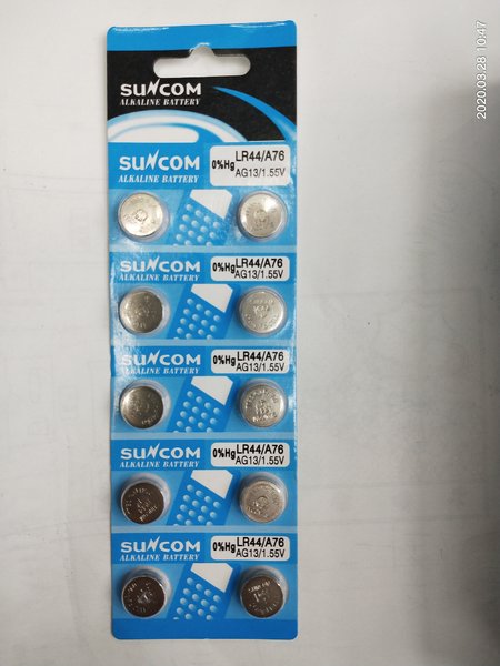 Suncom：LR44/AG13/A76 1.55v纽扣电子