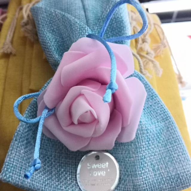 Rose linen packaging bags in stock, factory direct sales, customized wedding candy bags, plain color bags, flower style Specification image