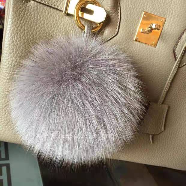 时尚礼物真皮真毛毛绒球饰品狐狸毛球包包挂件皮草配件车挂饰13CM产品图
