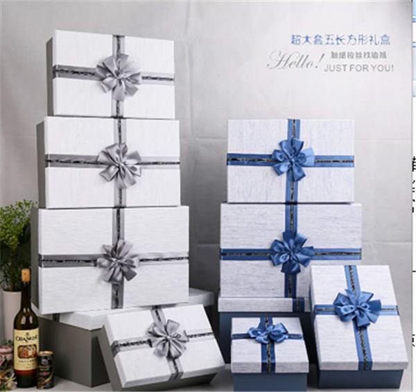 Tianxiang Craft Gift Box, creative gifts, high-end wallpaper, rectangular five-piece set, ribbon bow gift box, packaging box, paper box full figure