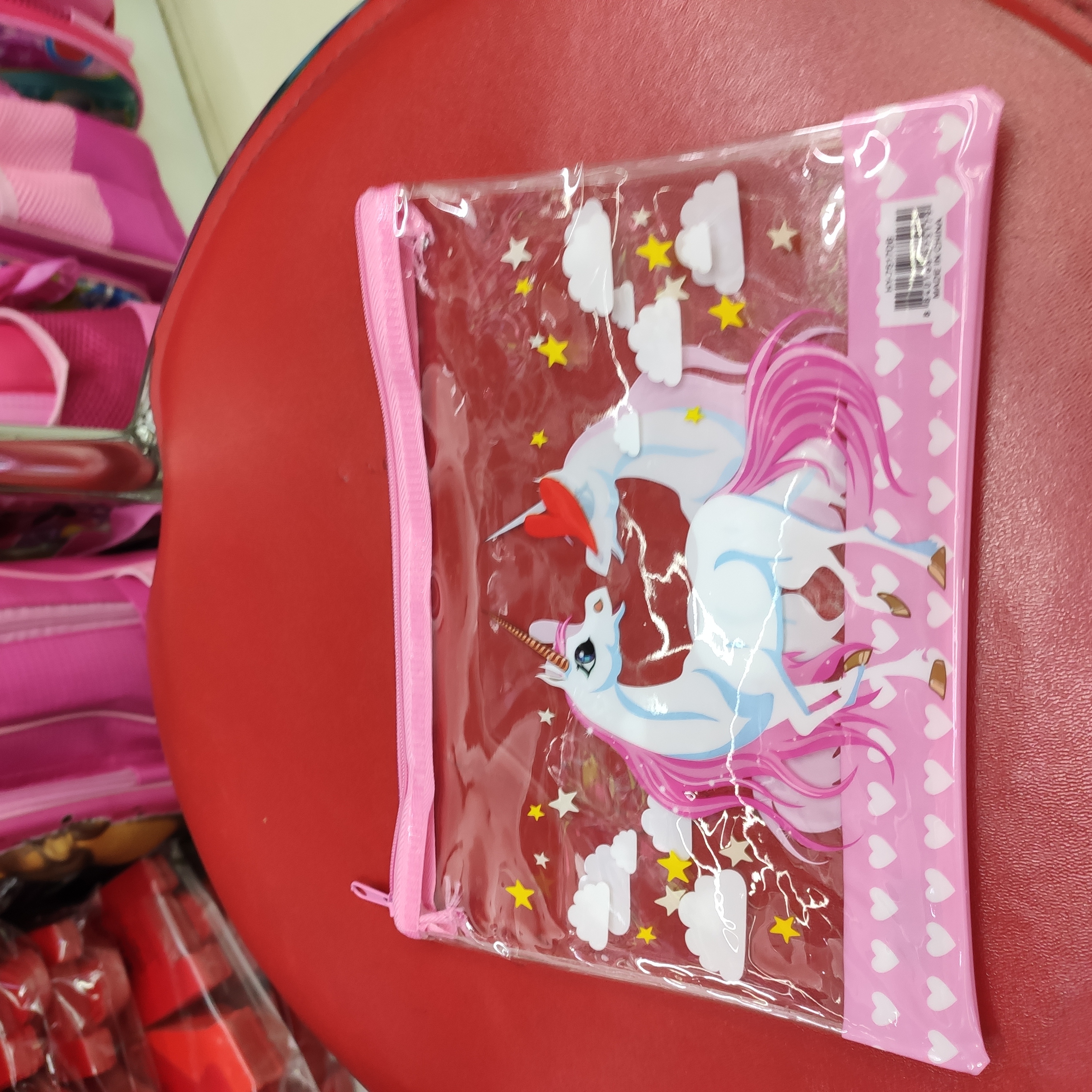 独角兽印花塑料笔袋小学生笔袋大容量文具袋铅笔袋