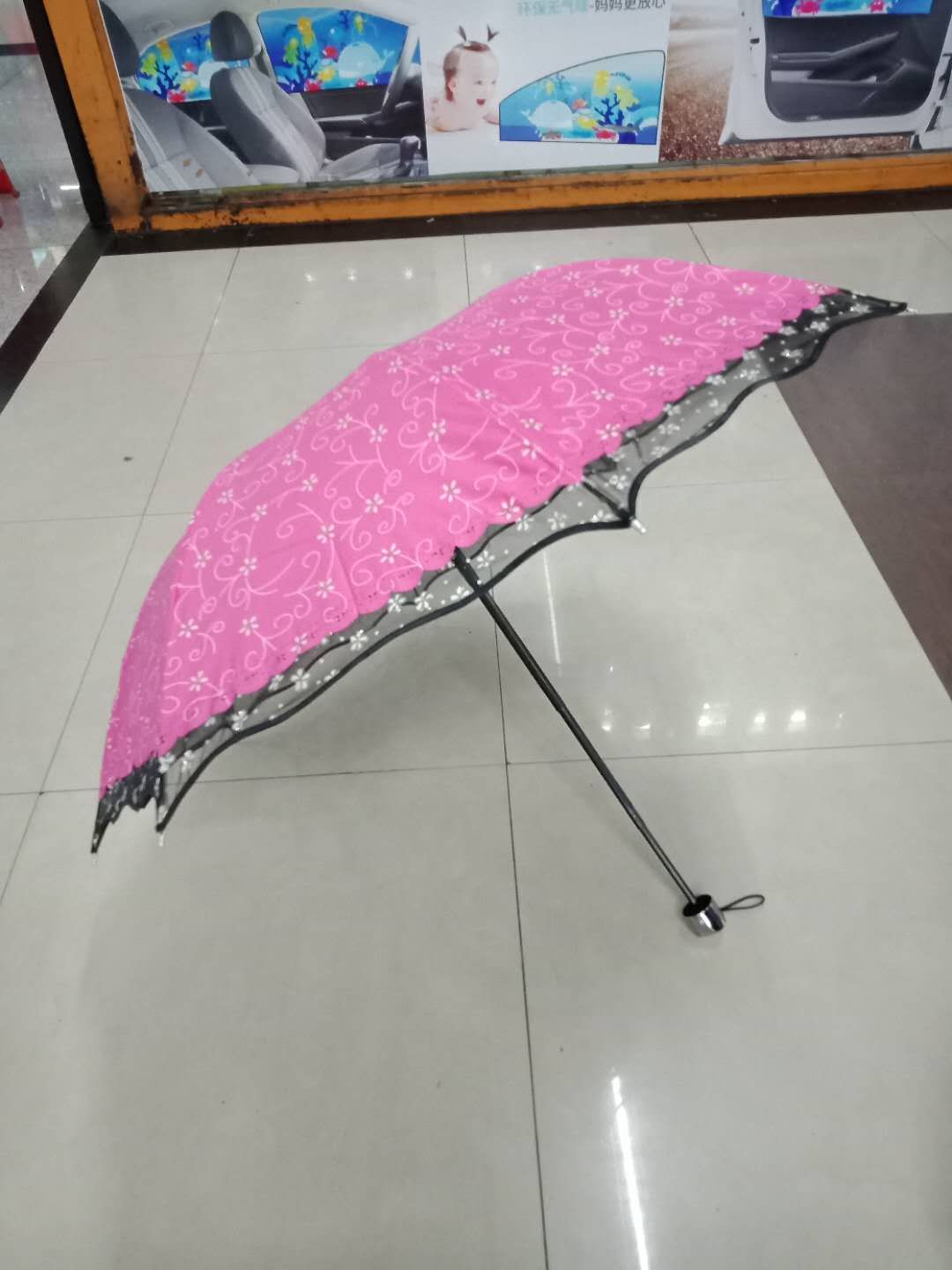 雨伞批发8k珠光伞折叠晴雨伞三折倒杆伞旅游伞细节图