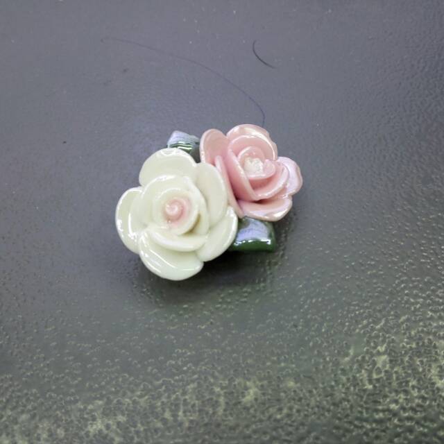 韩系小清新镀彩陶瓷花工艺饰品配件