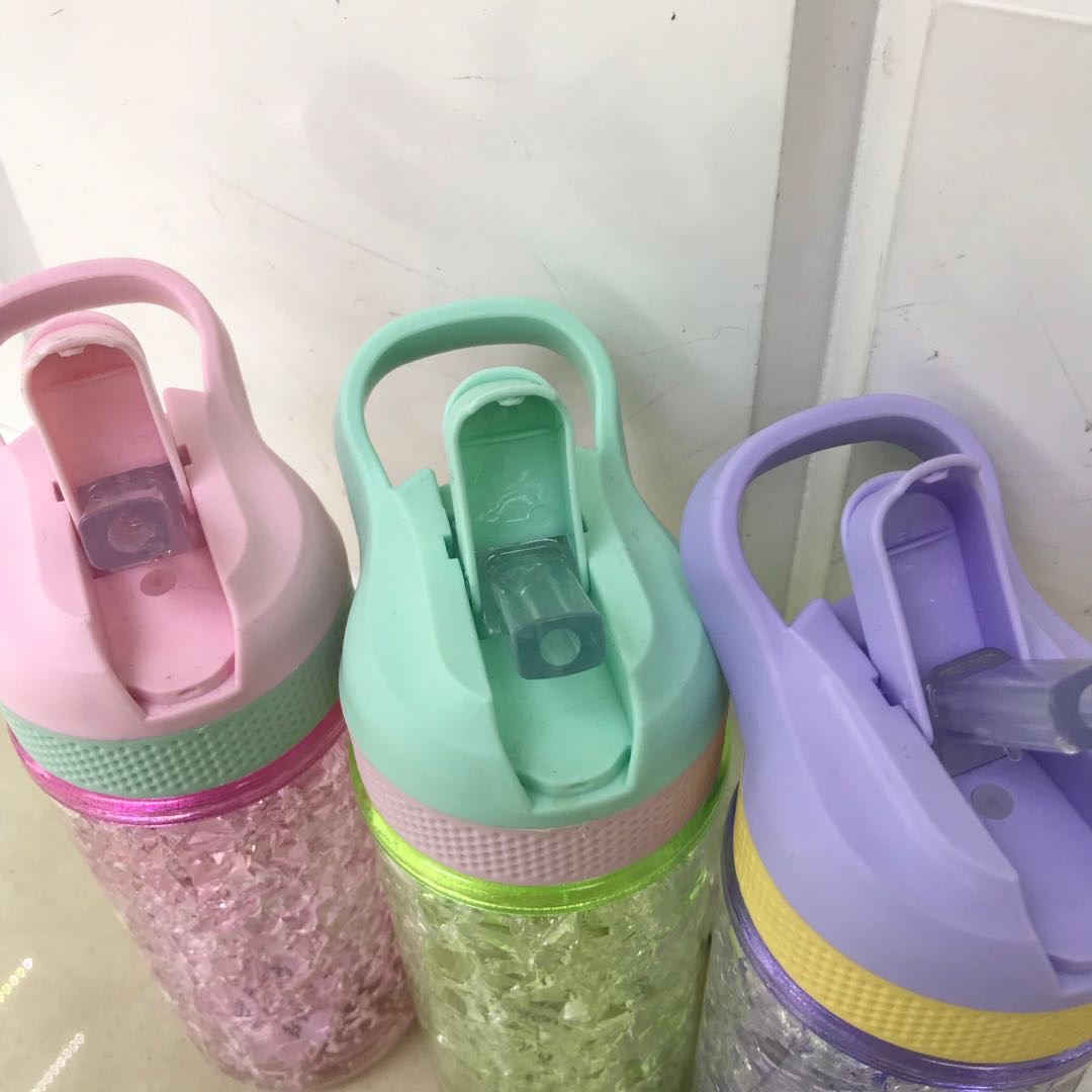 清新可爱吸管冰杯少女心碎冰杯学生便携塑料杯夏季制冷杯双层产品图