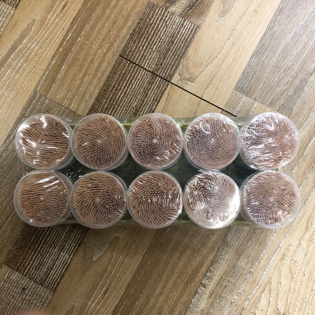 Disposable bamboo toothpicks for hygiene, double-headed, suitable for household use, with toothpick bottle box, cylinder, 450 pieces, random color combination